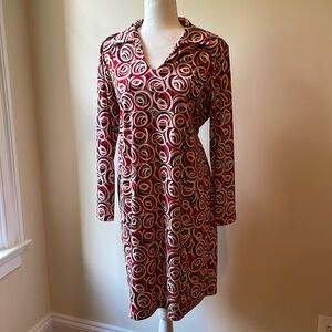 Vintage iMaternity dress. Size medium. Tie back. Red, black, tan, cream